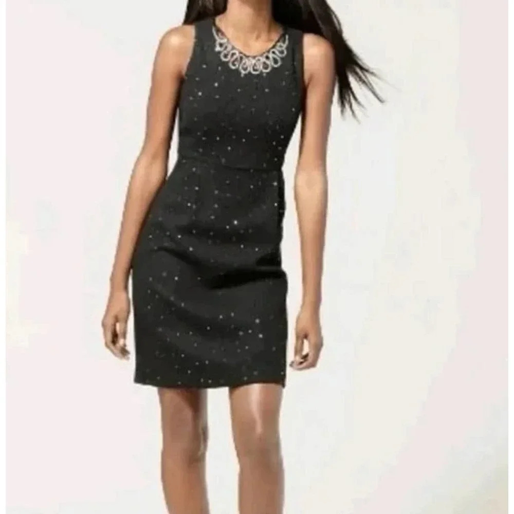 INC International Concepts Wool Sheath Dress Crystal Embellished Size 4